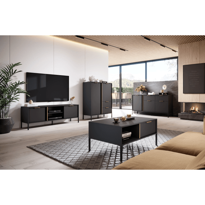 Stolik Kawowy Muri w kolorze antracyt ze złotymi uchwytami - zdjęcie 2