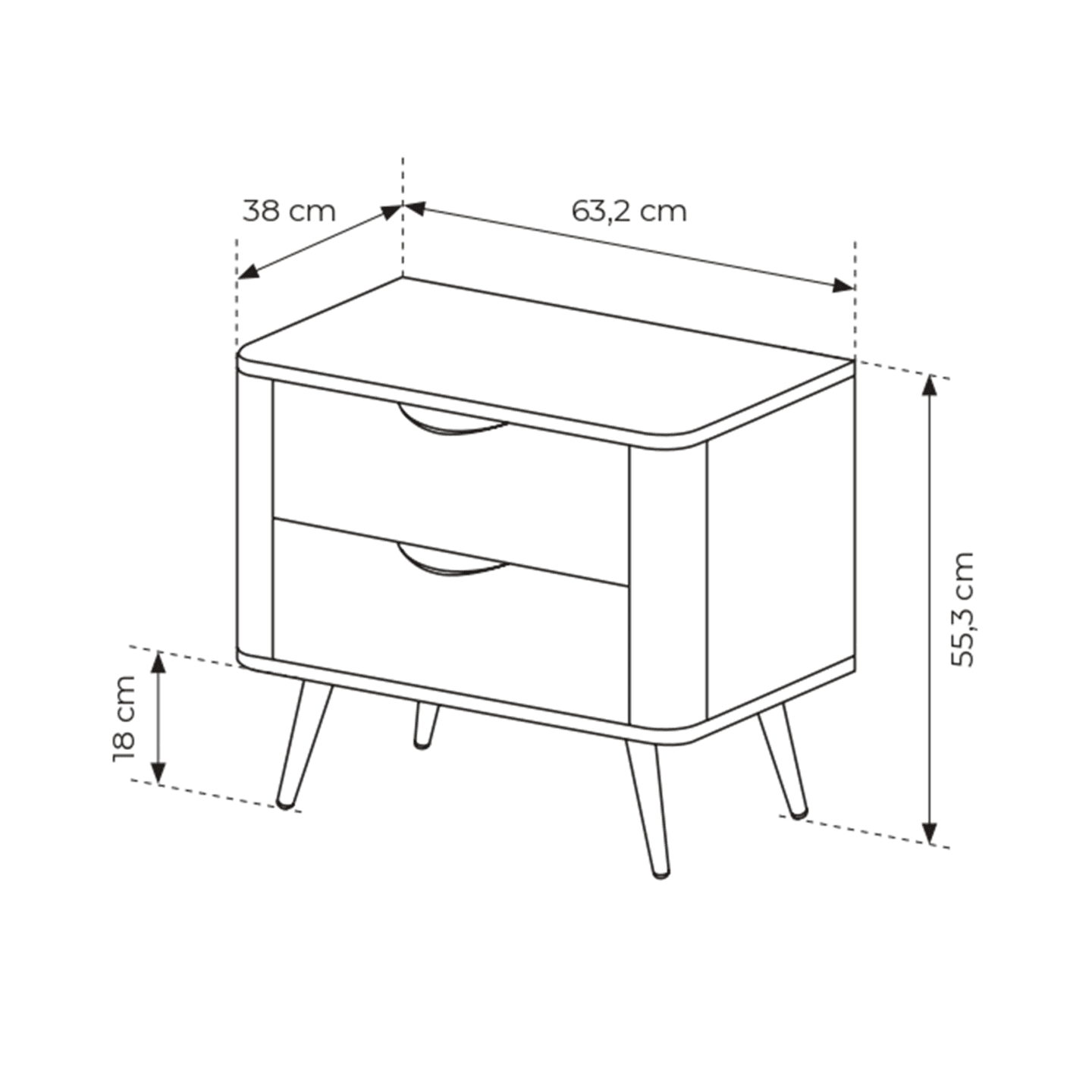 Stolik nocny Nori 63 cm Dąb dunin + czarne nogi
