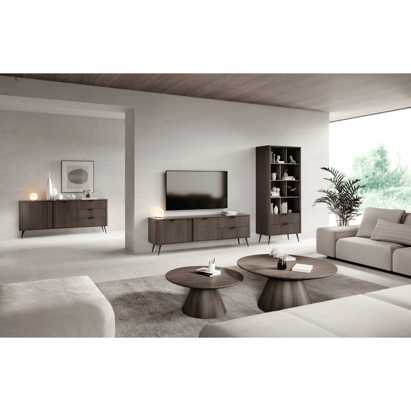 Stolik nocny Nori 63 cm Dąb dunin + czarne nogi