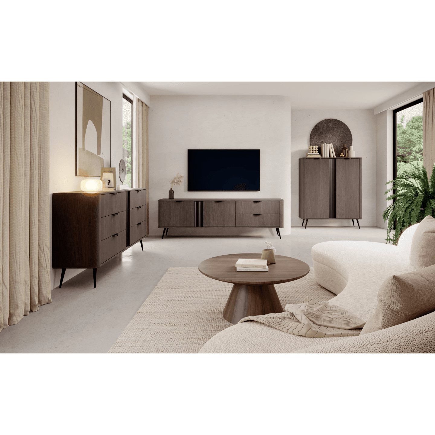 Stolik nocny Nori 63 cm Dąb dunin + czarne nogi