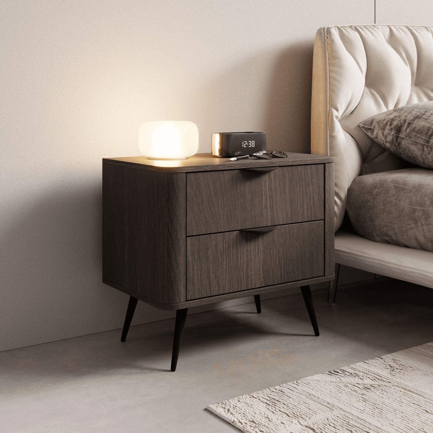 Stolik nocny Nori 63 cm Dąb dunin + czarne nogi