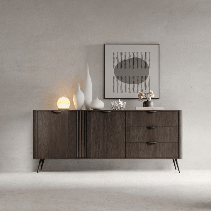 Komoda Nori 195 cm Dąb dunin + czarne nogi - zdjęcie 2