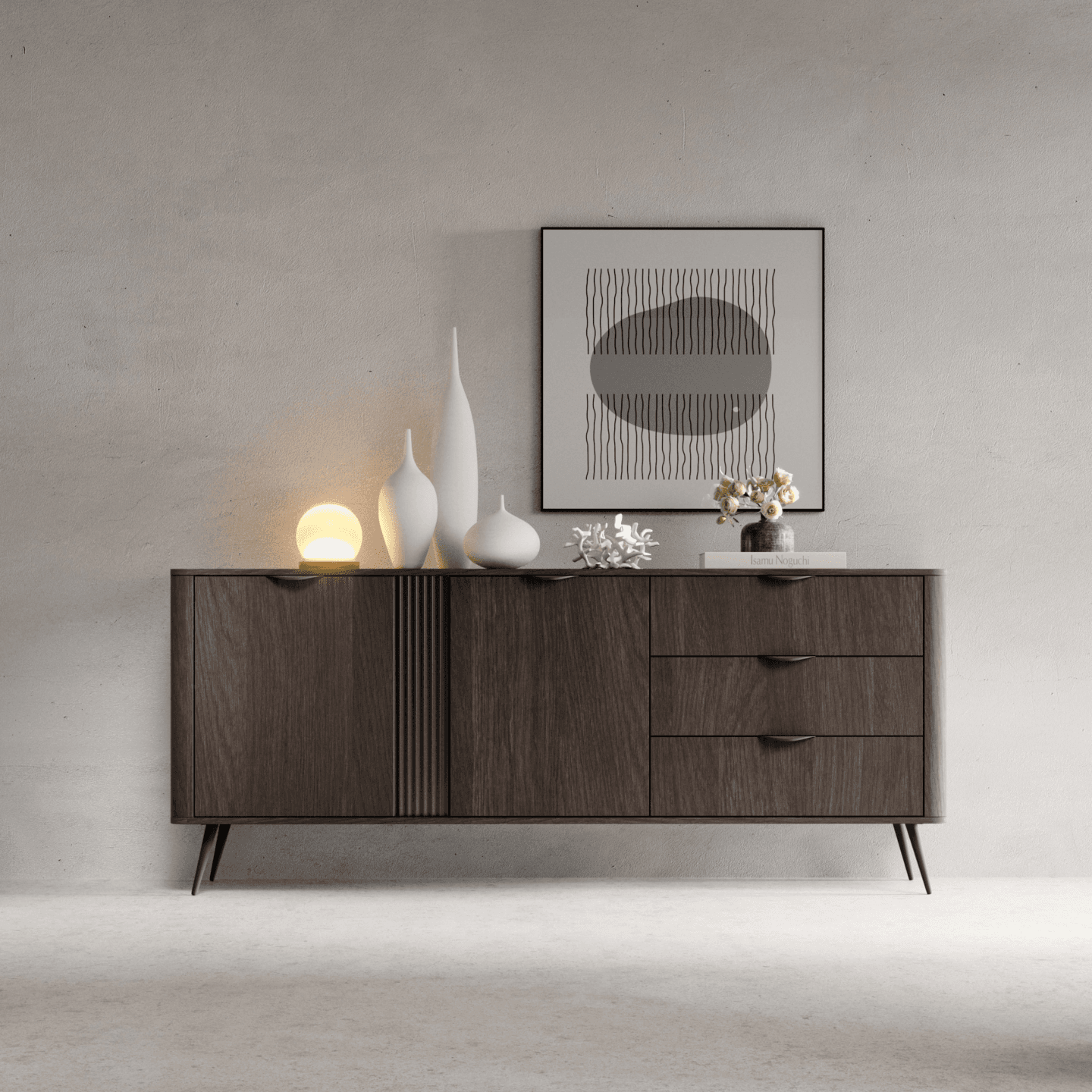 Komoda Nori 195 cm Dąb dunin + czarne nogi