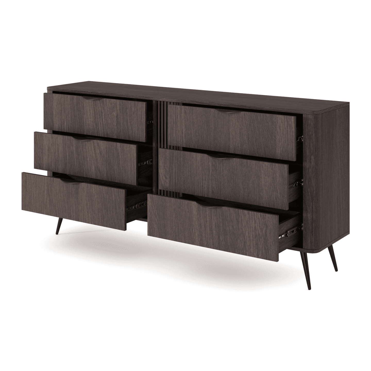 Komoda Nori 6 szuflad 164 cm Dąb dunin + czarne nogi