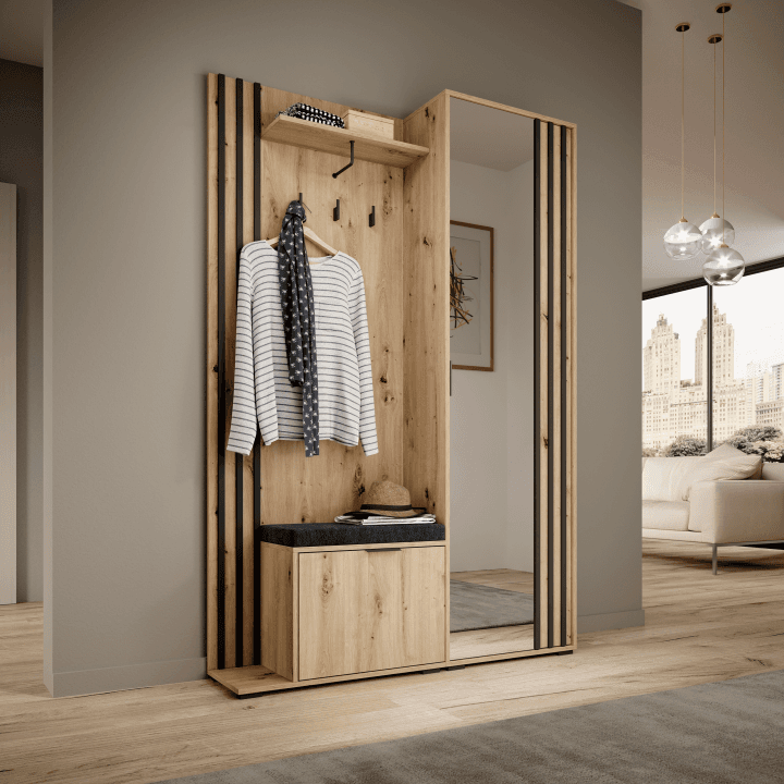 Garderoba Bella 131 cm z lustrem dąb artisan - zdjęcie 2