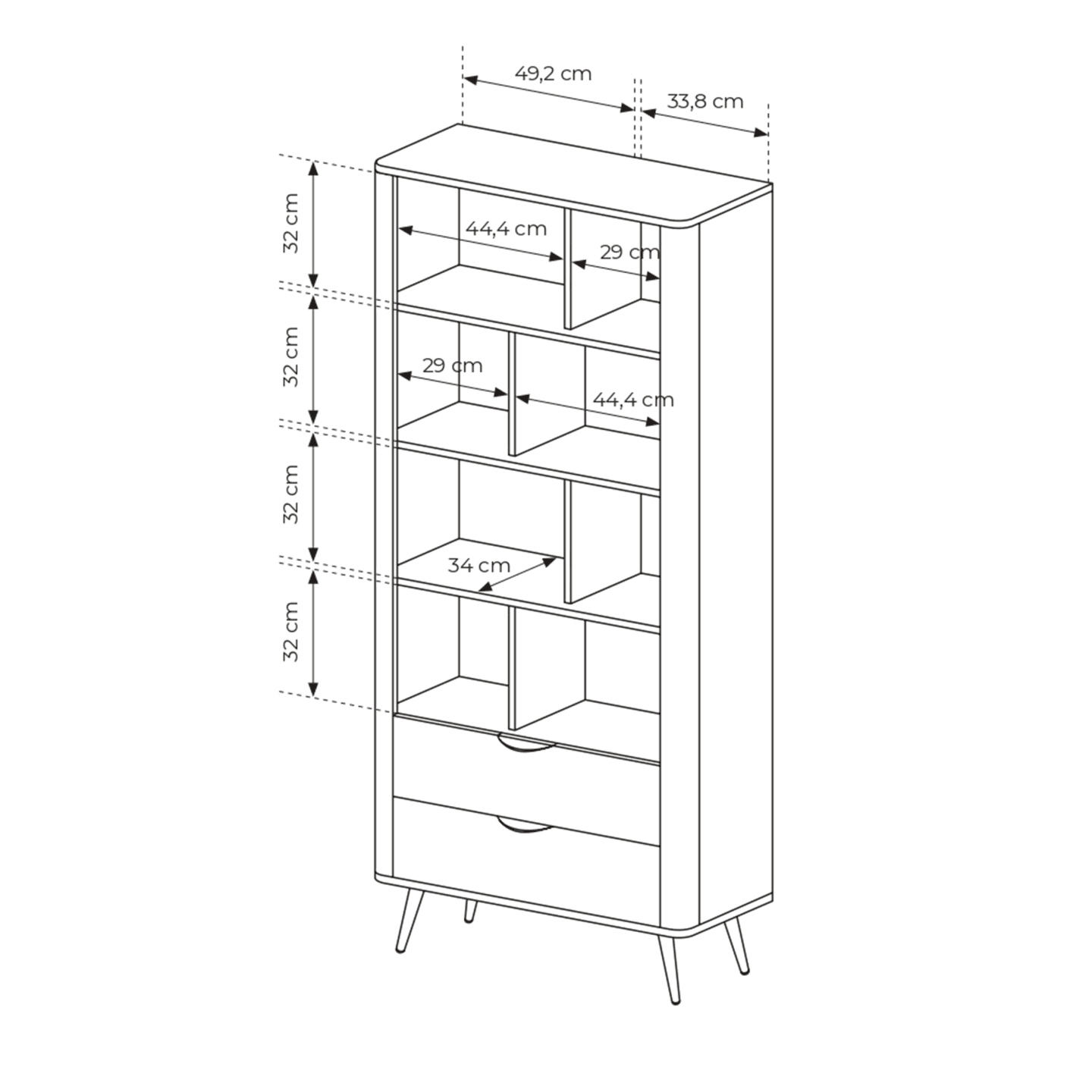 Regał wysoki Nori 89 cm Dąb dunin + czarne nóżki