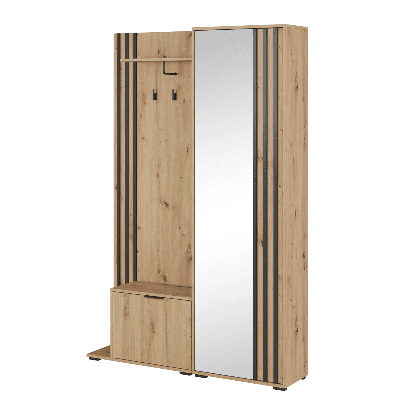Garderoba Bella 131 cm z lustrem dąb artisan