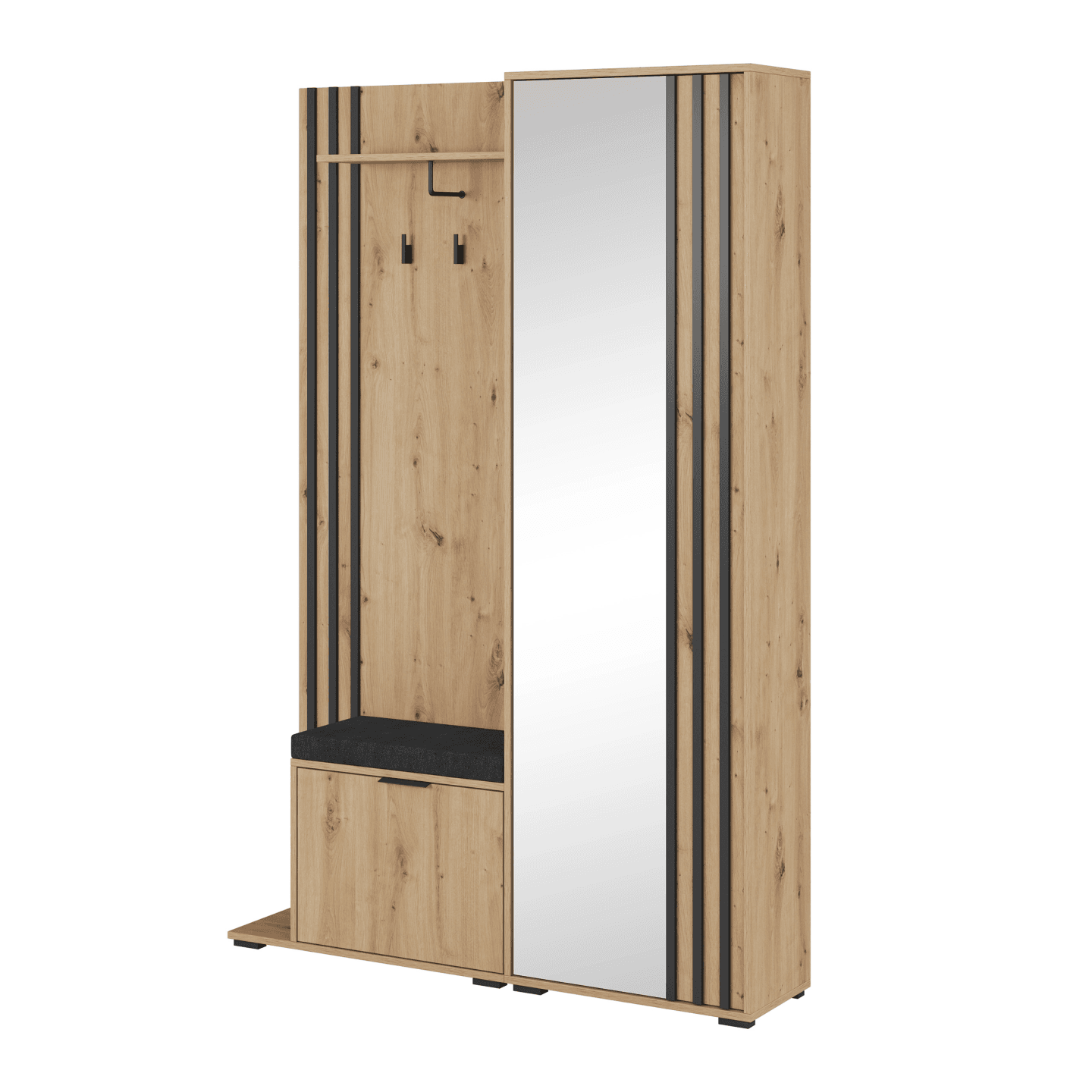 Garderoba Bella 131 cm z lustrem dąb artisan