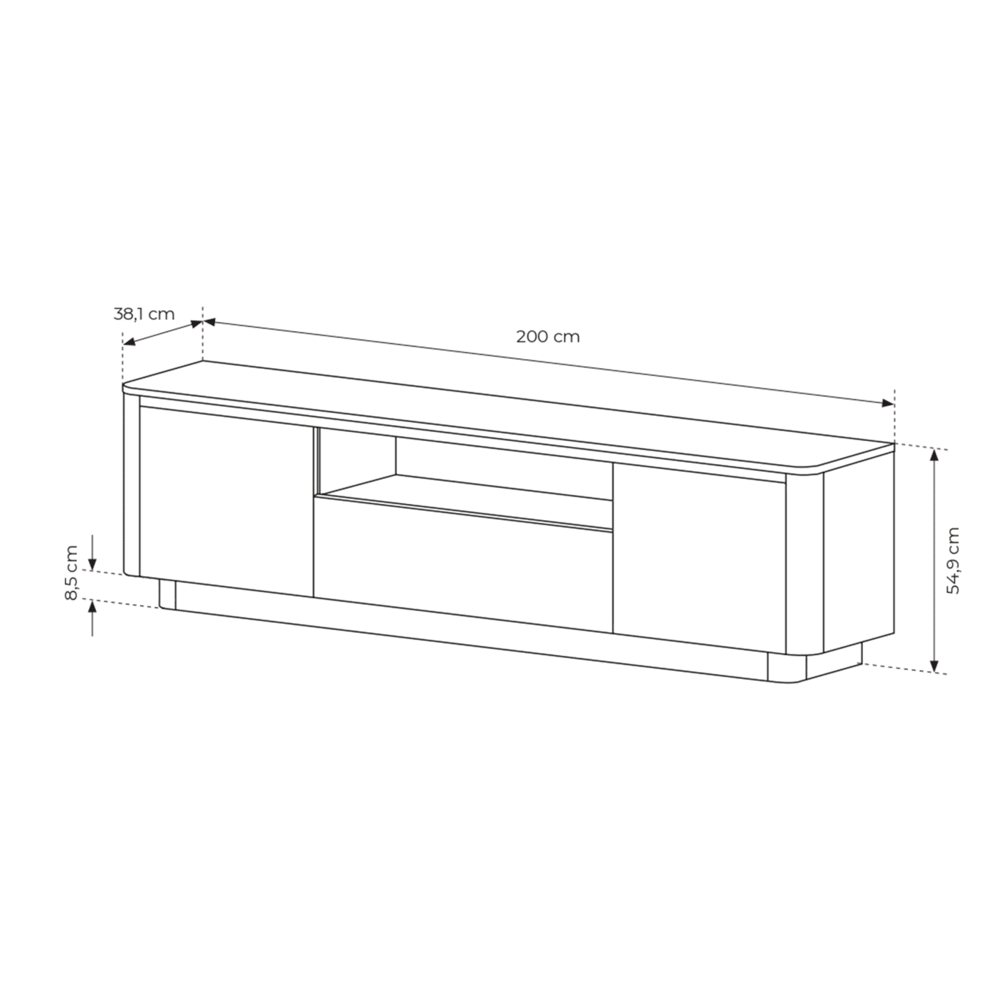 Szafka RTV Lumo 200 cm Dąb cremona + czarny