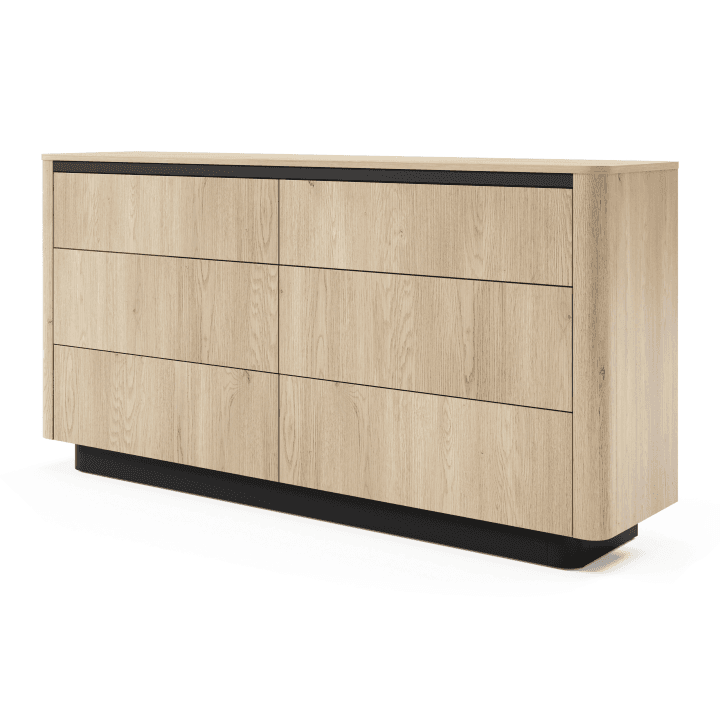 Komoda Lumo 6 szuflad 164 cm Dąb cremona + czarny