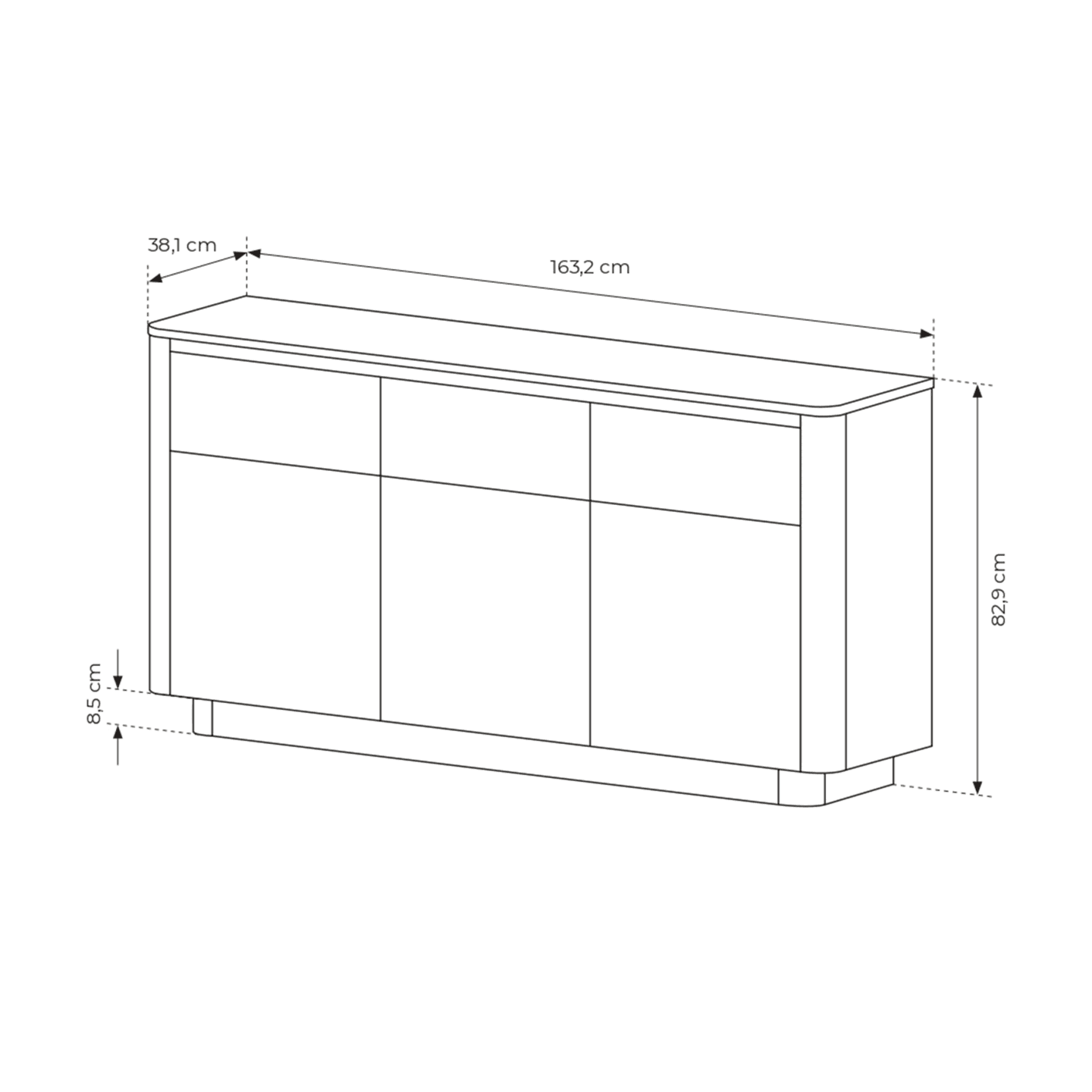 Komoda Lumo 163 cm Dąb cremona + czarny