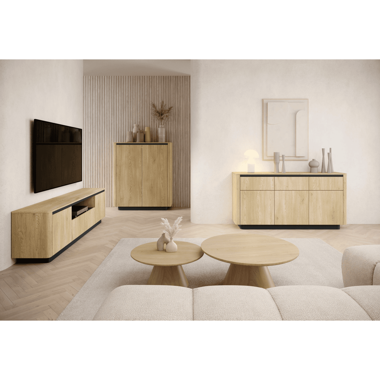 Komoda Lumo 163 cm Dąb cremona + czarny