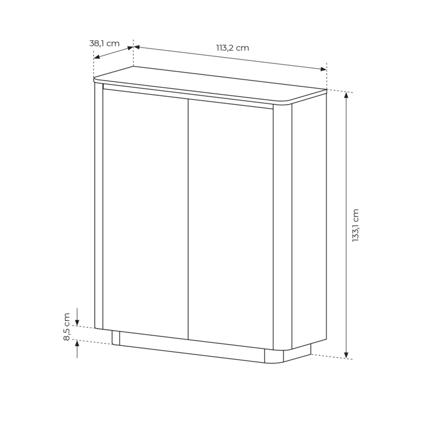 Wysoka komoda Lumo 113 cm Dąb cremona + czarny