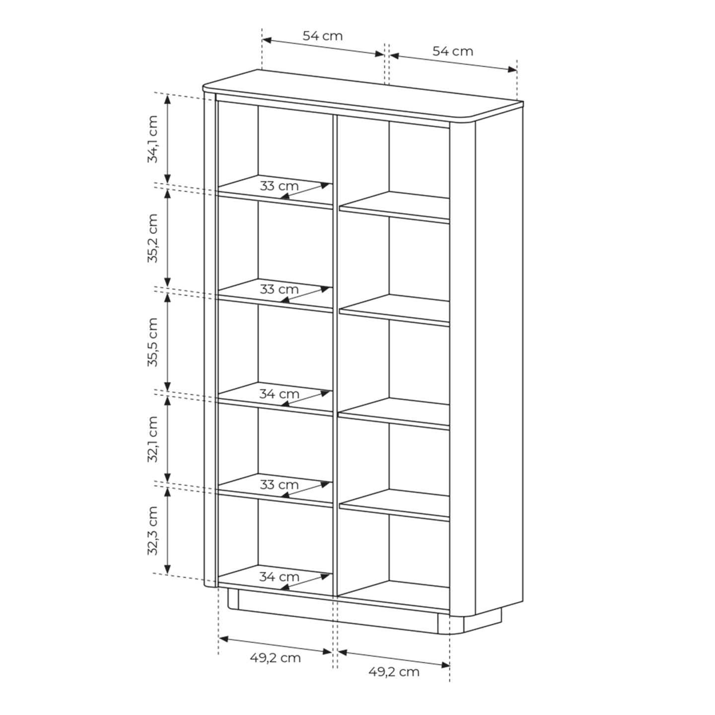 Regał Lumo 113 cm Dąb cremona + czarny