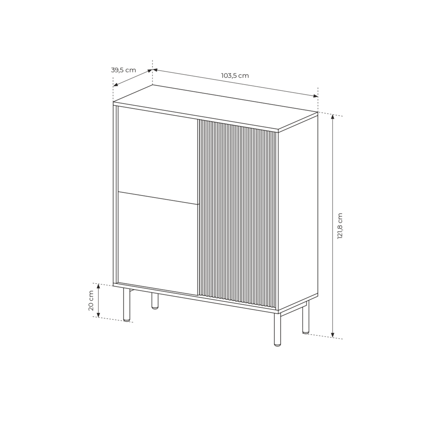Wysoka komoda Nala 104 cm Dąb cremona