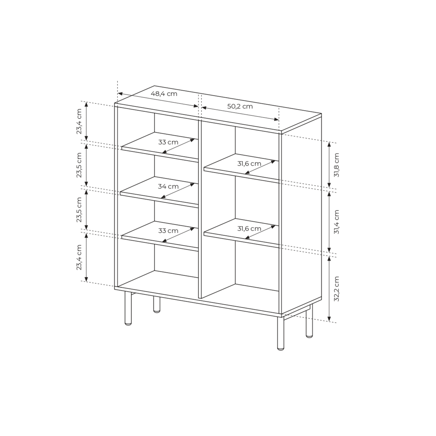 Wysoka komoda Nala 104 cm Dąb cremona