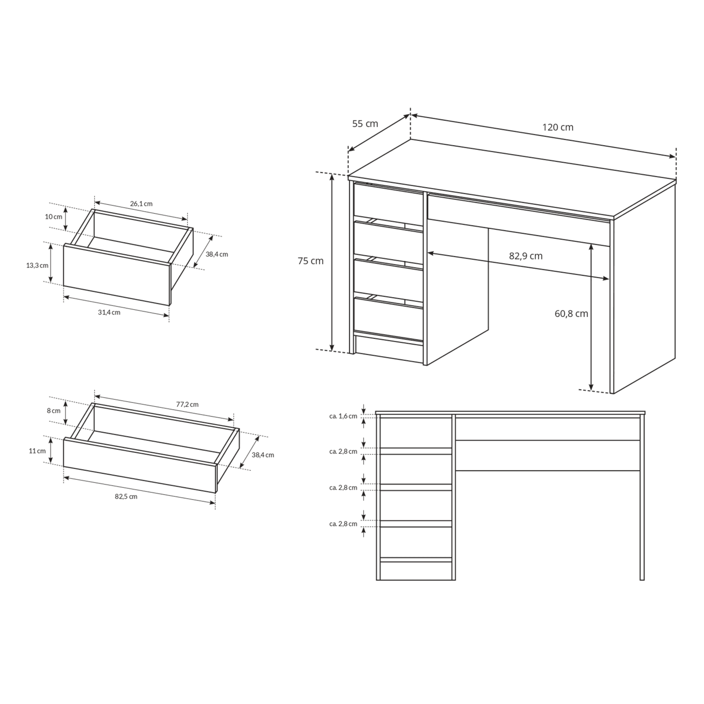 Biurko narożne Leo 120 cm Antracyt
