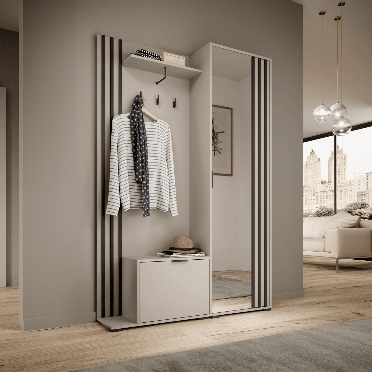 Garderoba Bella 131 cm z lustrem kaszmir