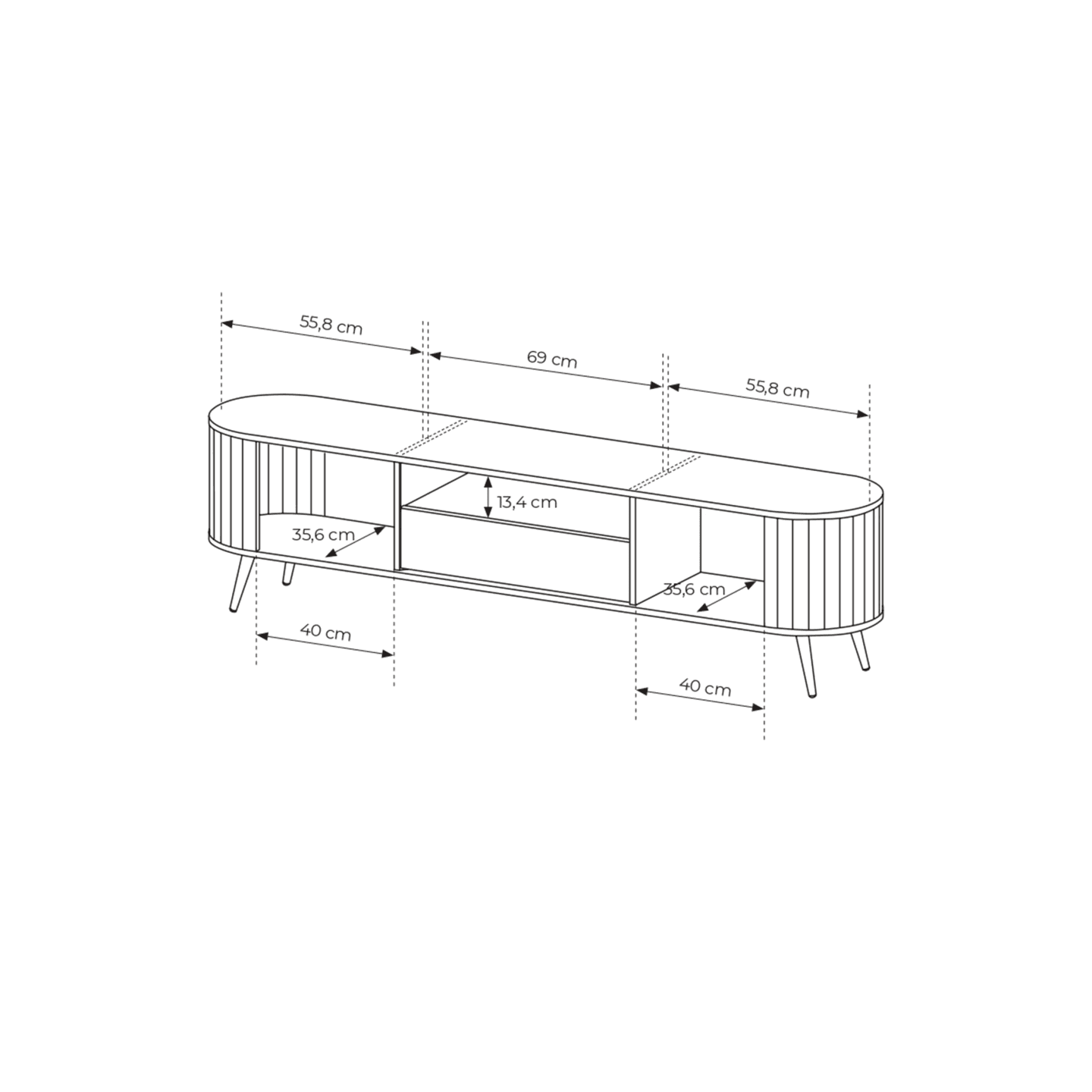 Szafka RTV Aula 196 cm Dąb cremona + czarne nóżki