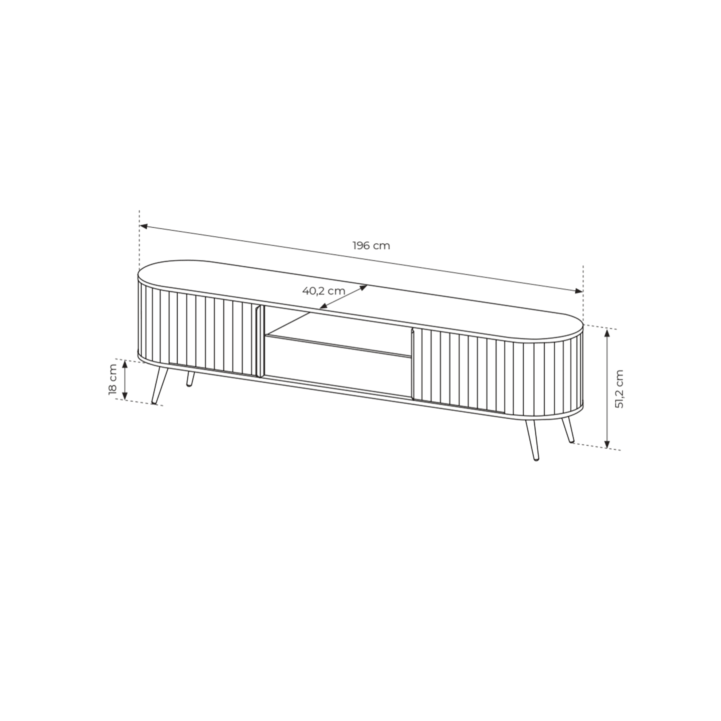 Szafka RTV Aula 196 cm Dąb cremona + czarne nóżki