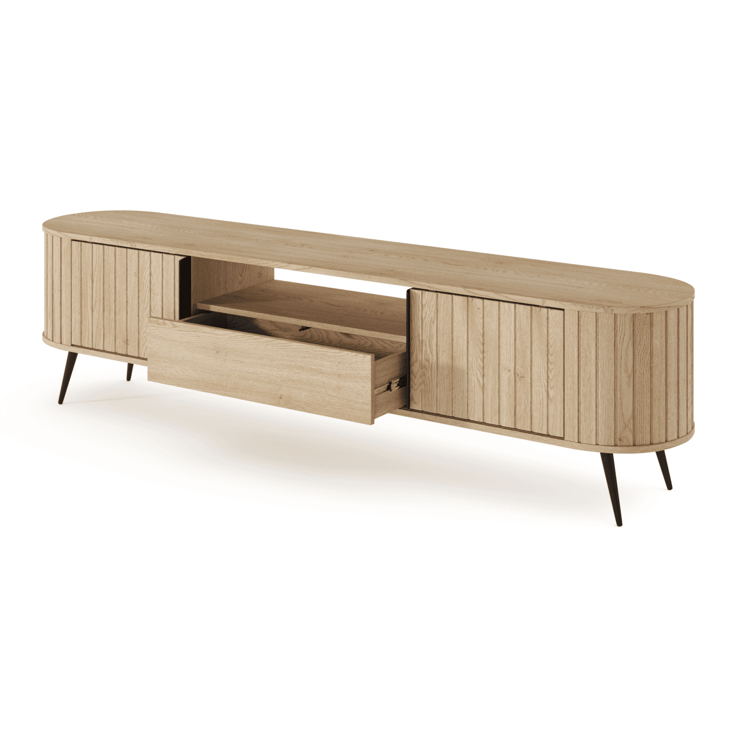 Szafka RTV Aula 196 cm Dąb cremona + czarne nóżki