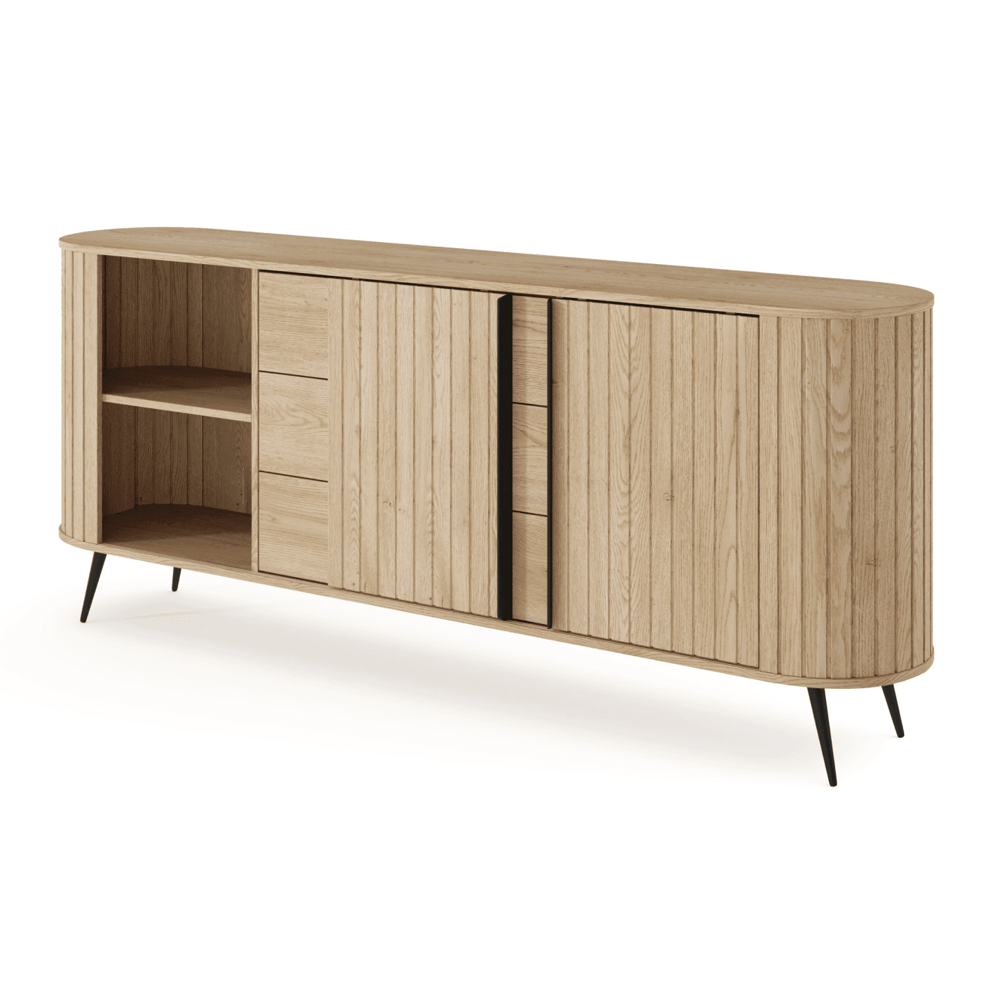 Komoda Aula 196 cm Dąb cremona + czarne nóżki