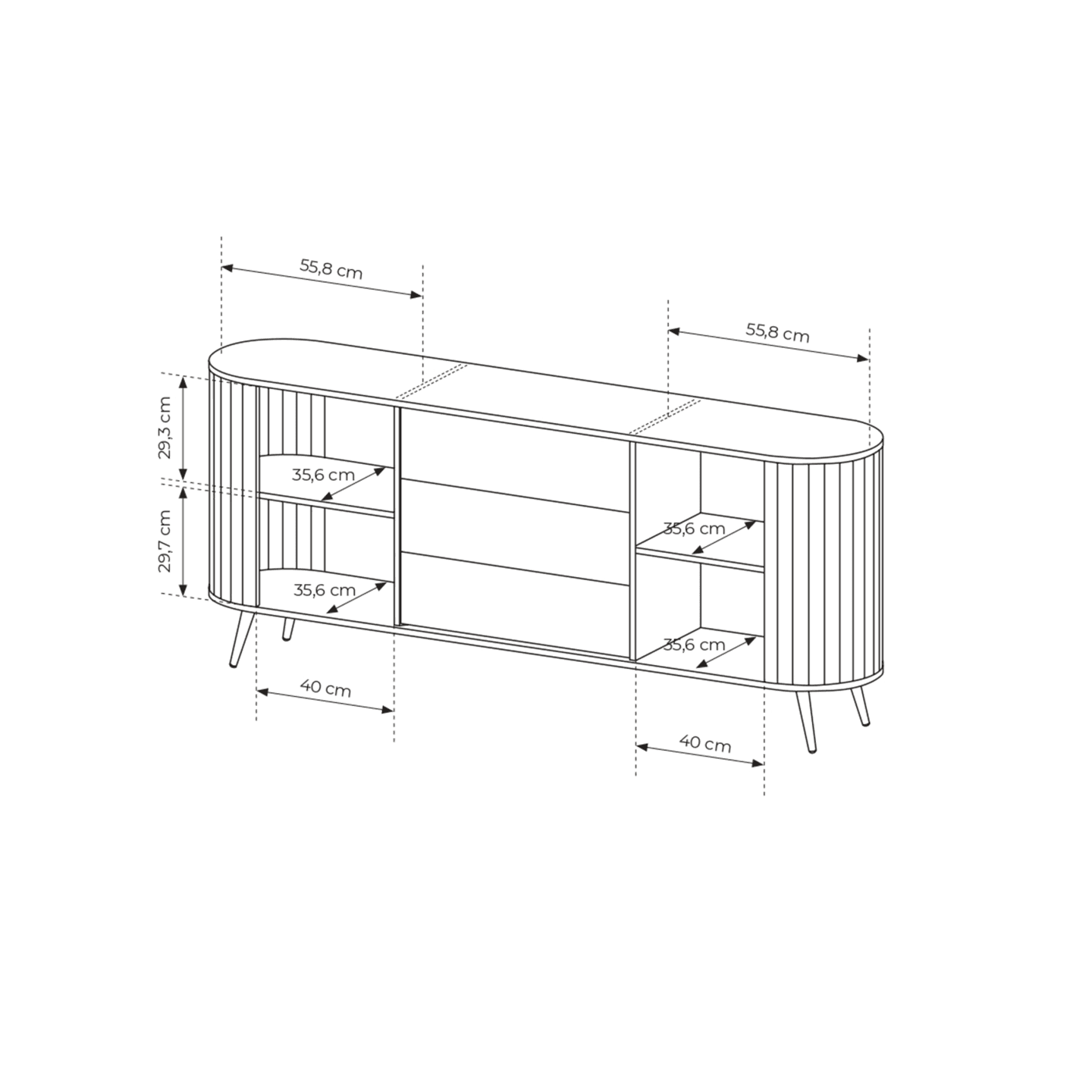 Komoda Aula 196 cm Dąb cremona + czarne nóżki