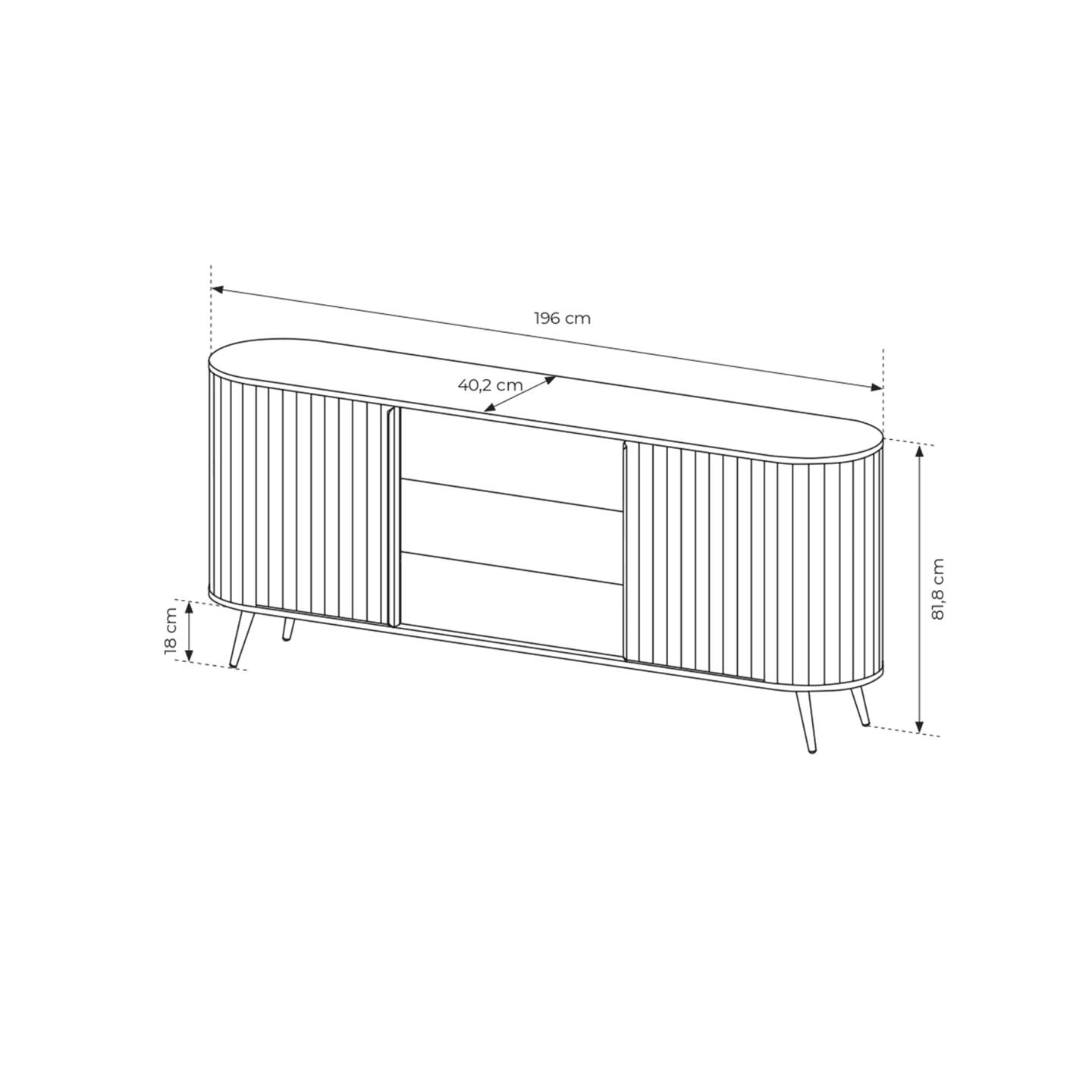 Komoda Aula 196 cm Dąb cremona + czarne nóżki