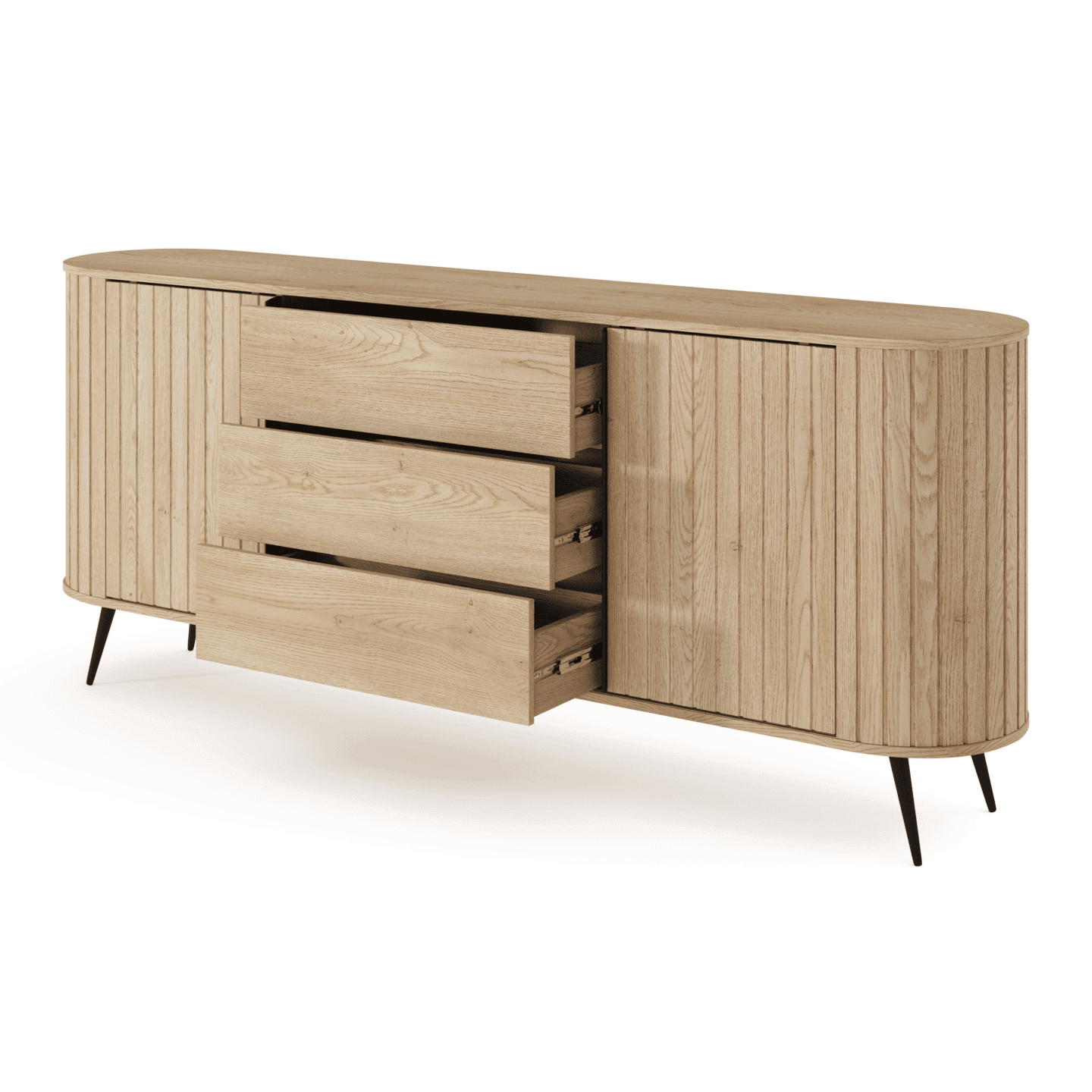 Komoda Aula 196 cm Dąb cremona + czarne nóżki