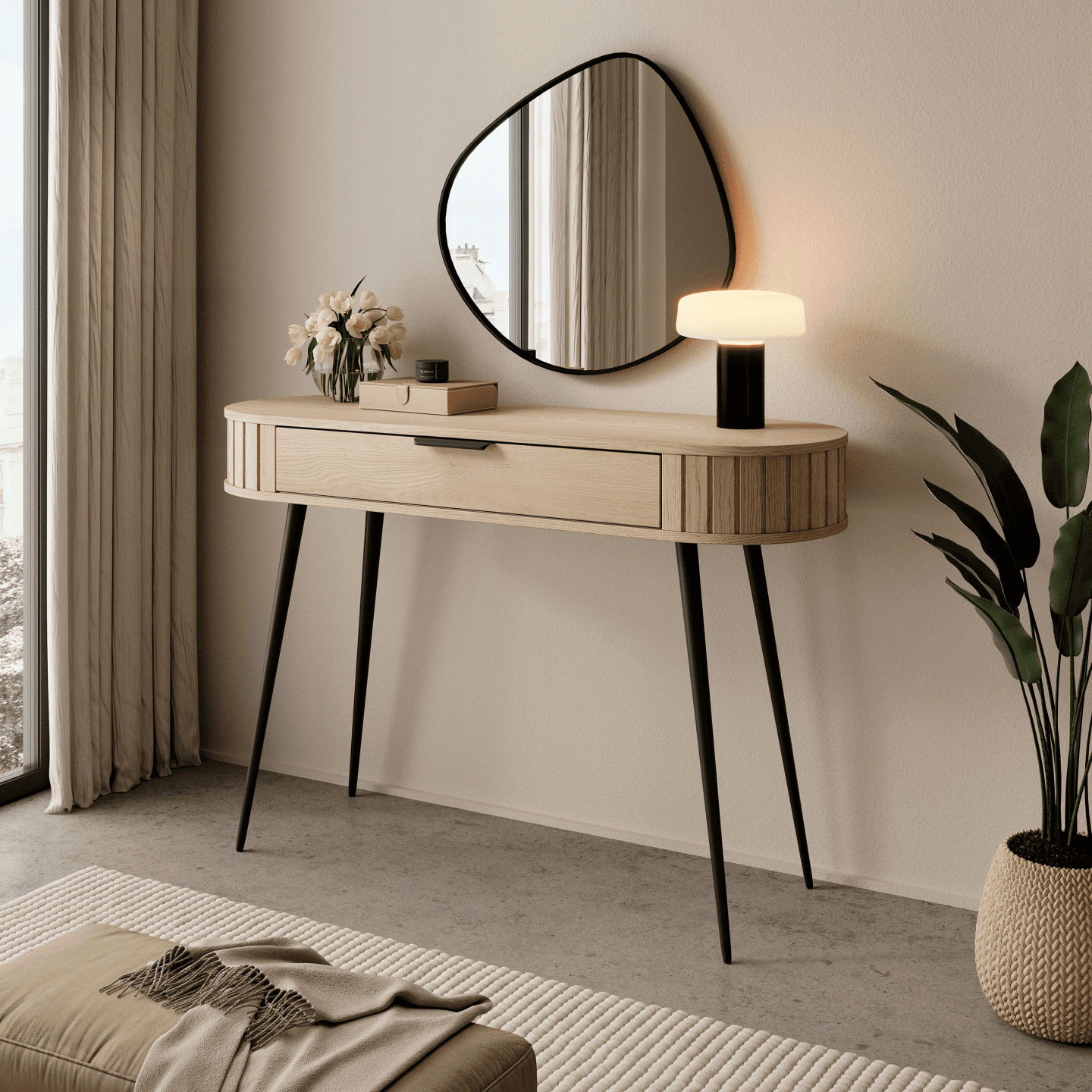 Toaletka Aula 120 cm Dąb cremona + czarne nóżki