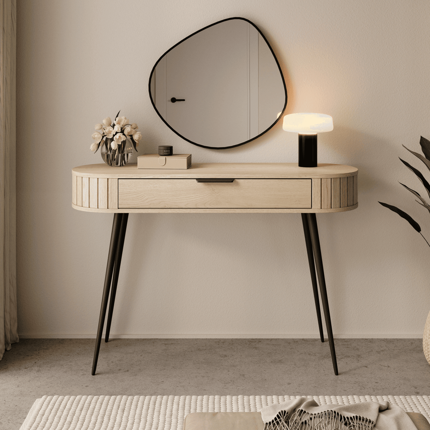 Toaletka Aula 120 cm Dąb cremona + czarne nóżki