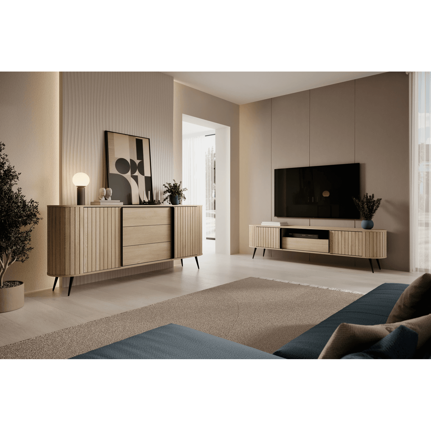 Toaletka Aula 120 cm Dąb cremona + czarne nóżki