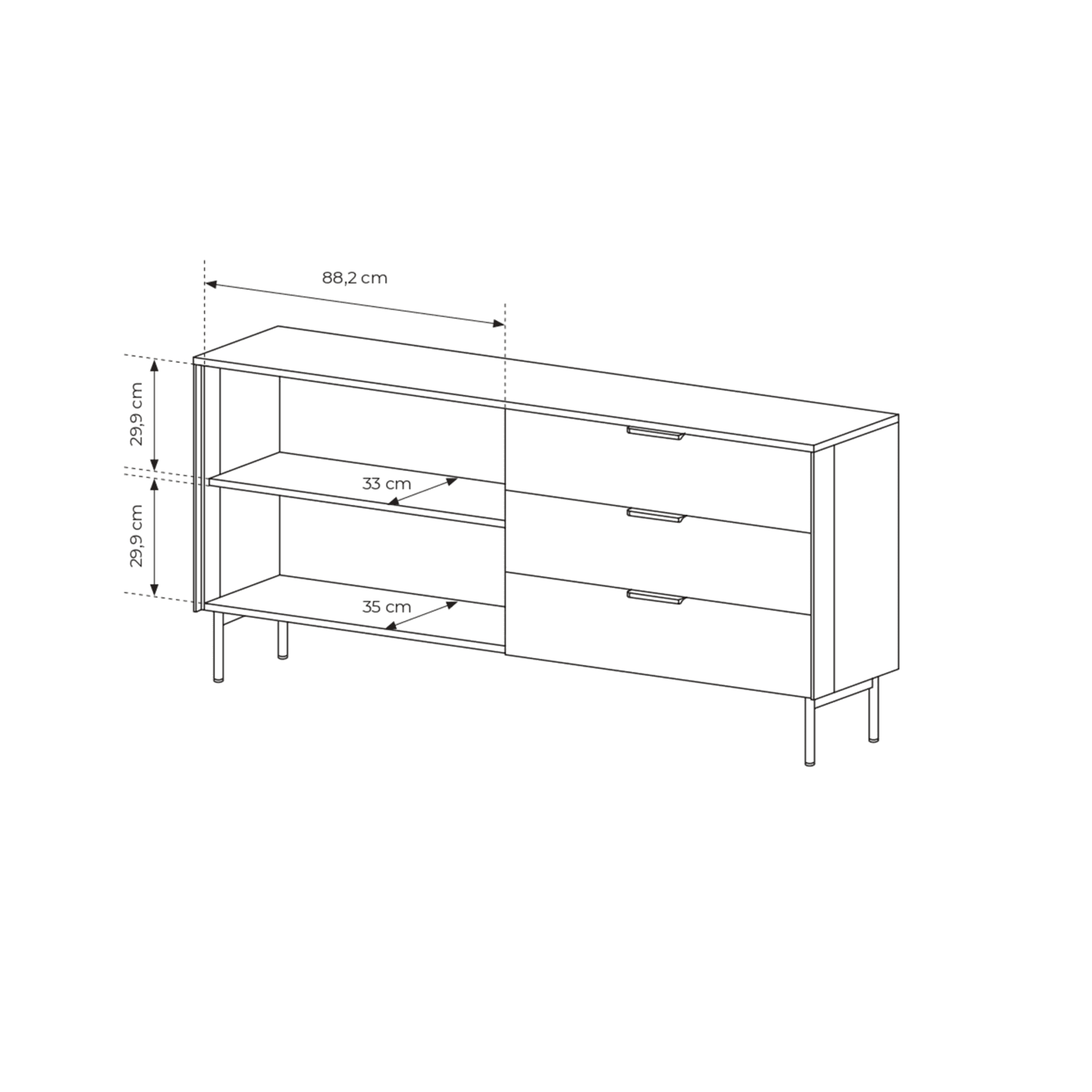 Komoda Lineo LED z szufladami 181 cm Kaszmir