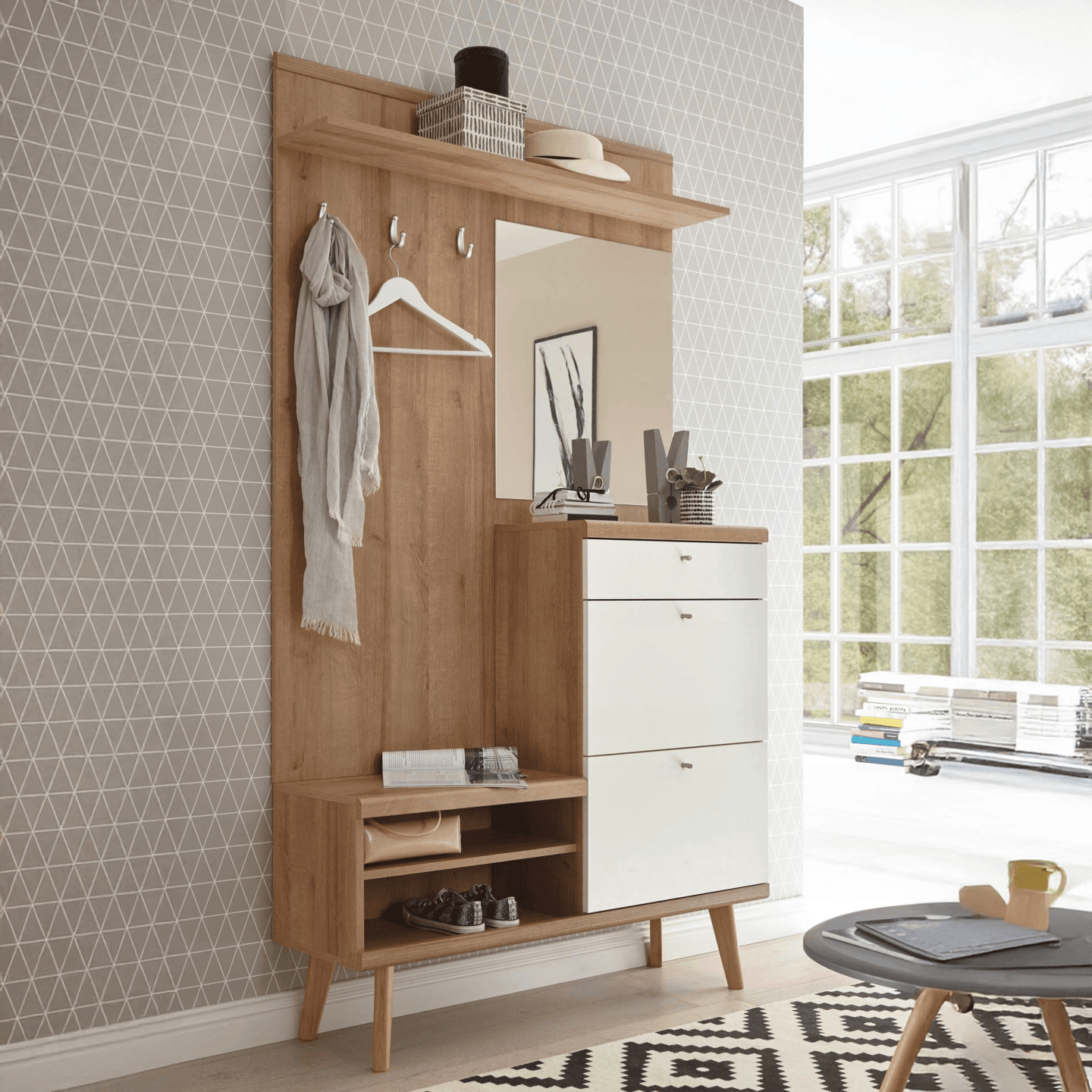 Garderoba Optimo 110 cm z lustrem dąb riviera