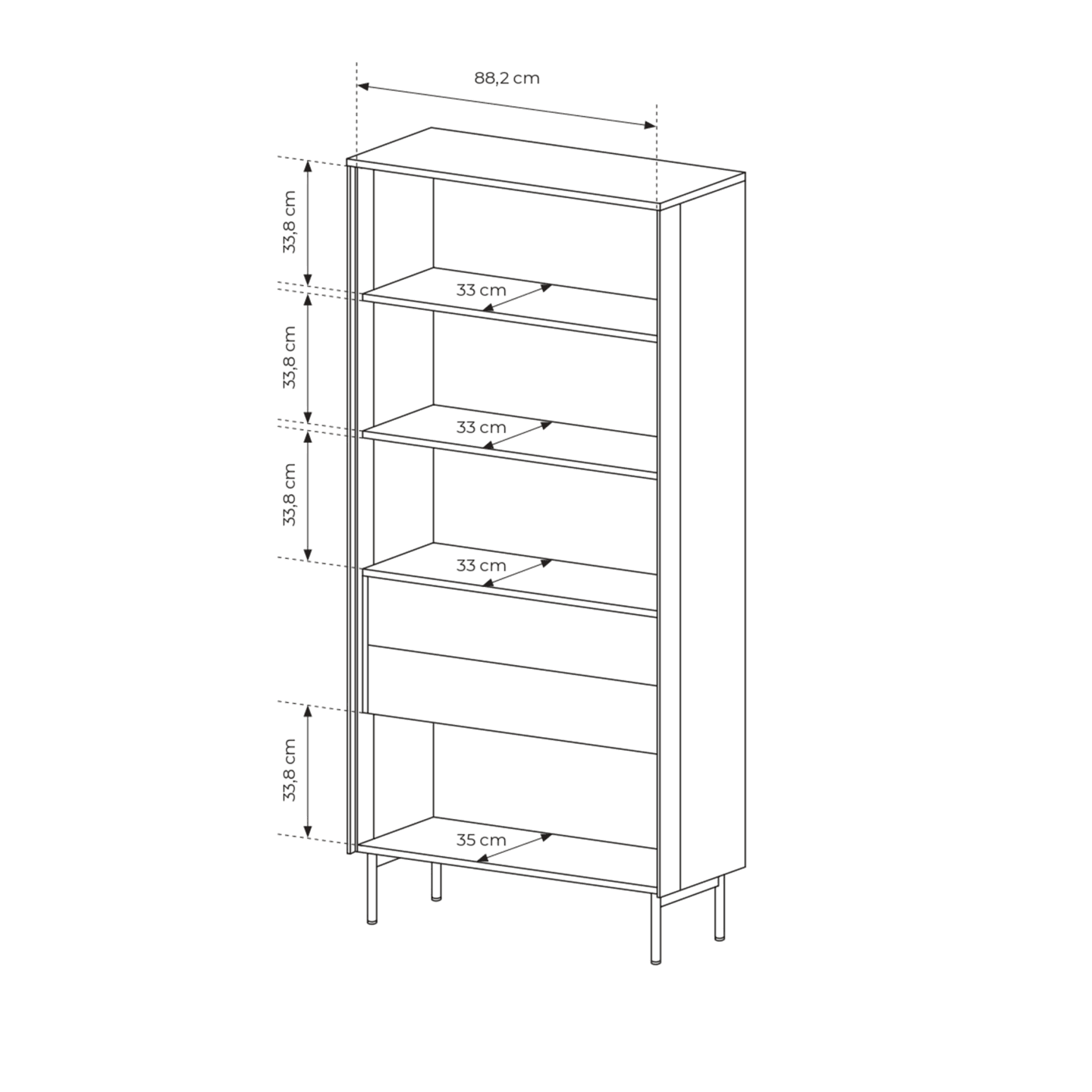 Wysoka witryna Lineo LED 91 cm Kaszmir