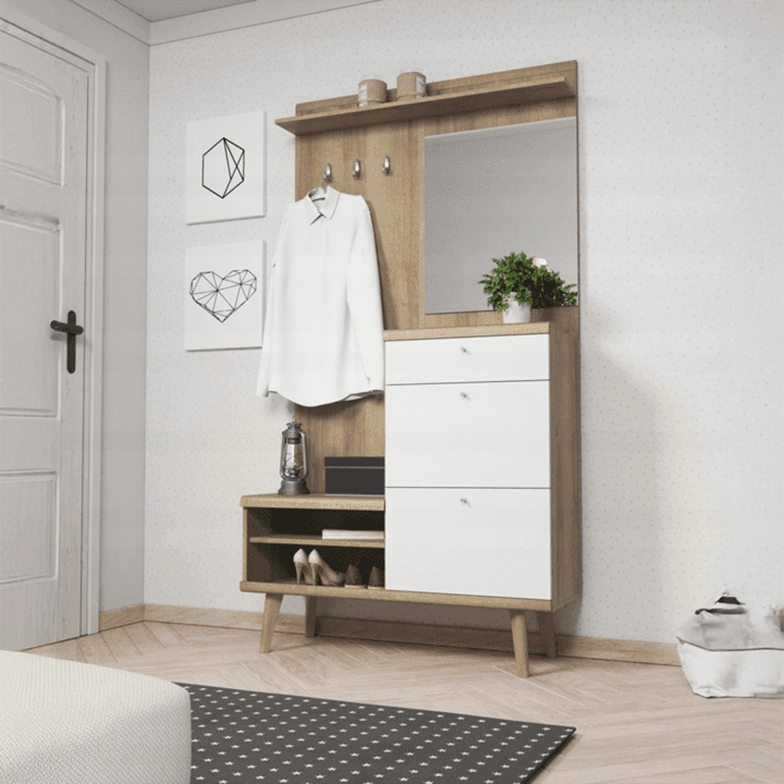 Garderoba Optimo 110 cm z lustrem dąb riviera - zdjęcie 2