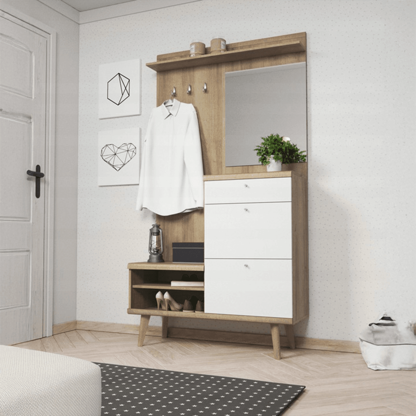 Garderoba Optimo 110 cm z lustrem dąb riviera