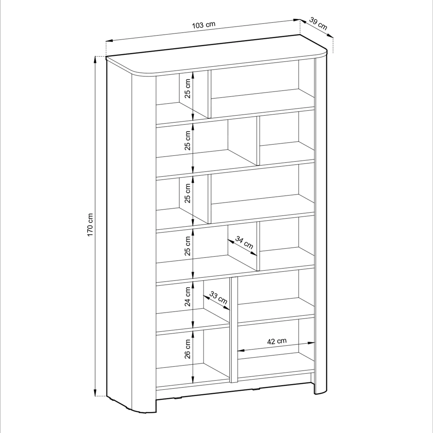 Regał Noya 103 cm dąb vicenza