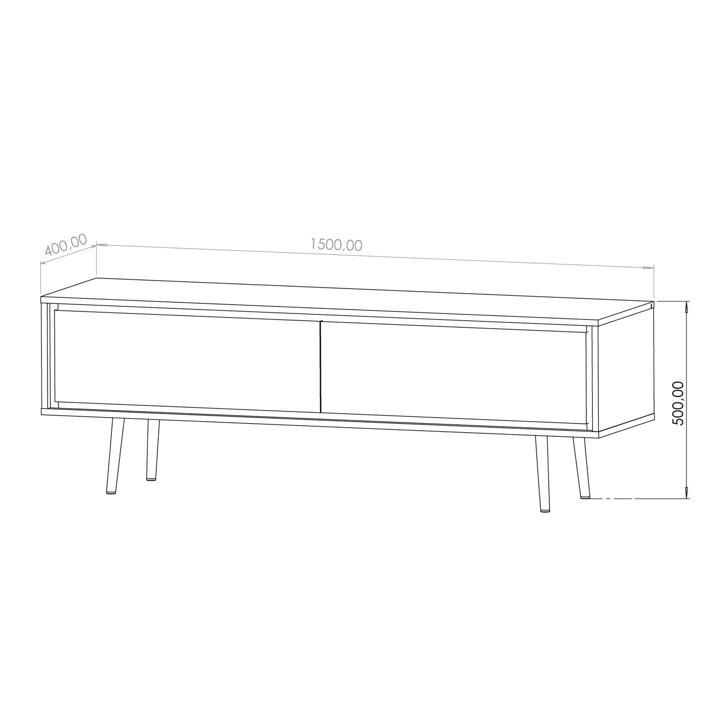 Szafka RTV Fiore 150 cm Czarny grafit + złote wstawki