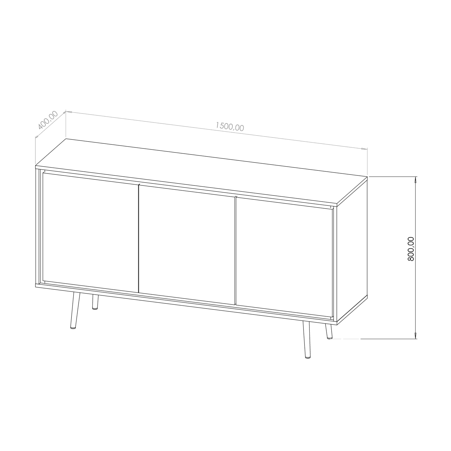 Komoda Fiore 150 cm Czarny grafit + złote wstawki