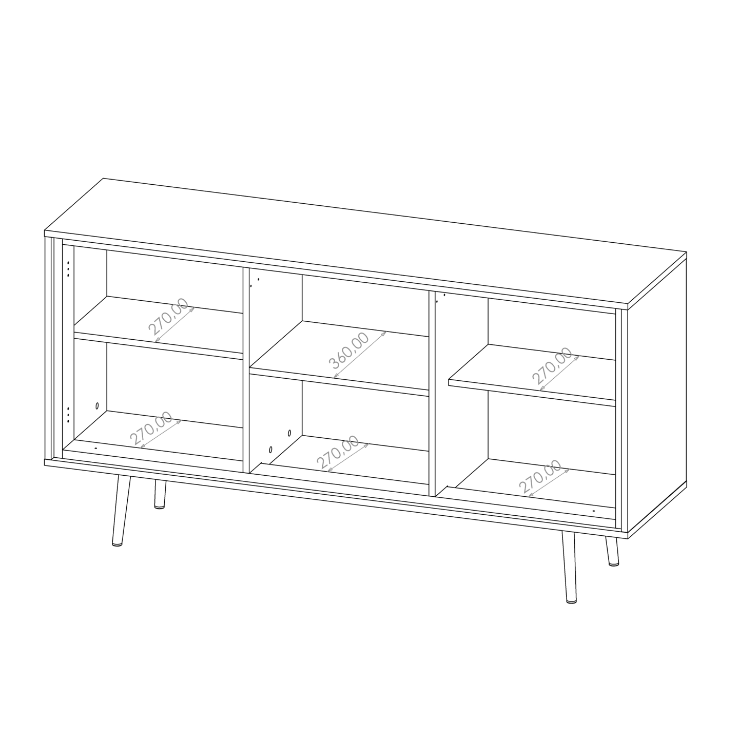 Komoda Fiore 150 cm Czarny grafit + złote wstawki