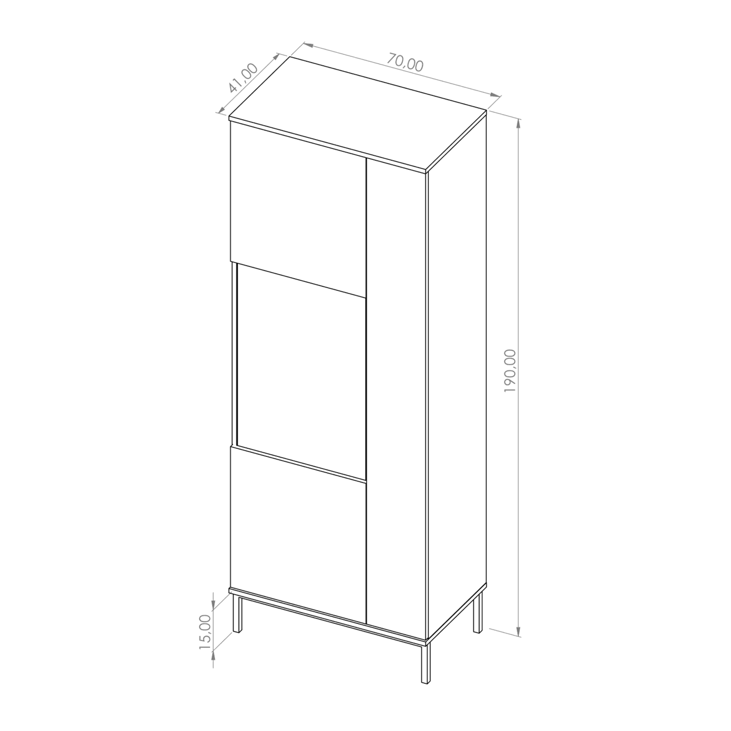 Witryna Amber 190 cm Biała + czarny stelaż
