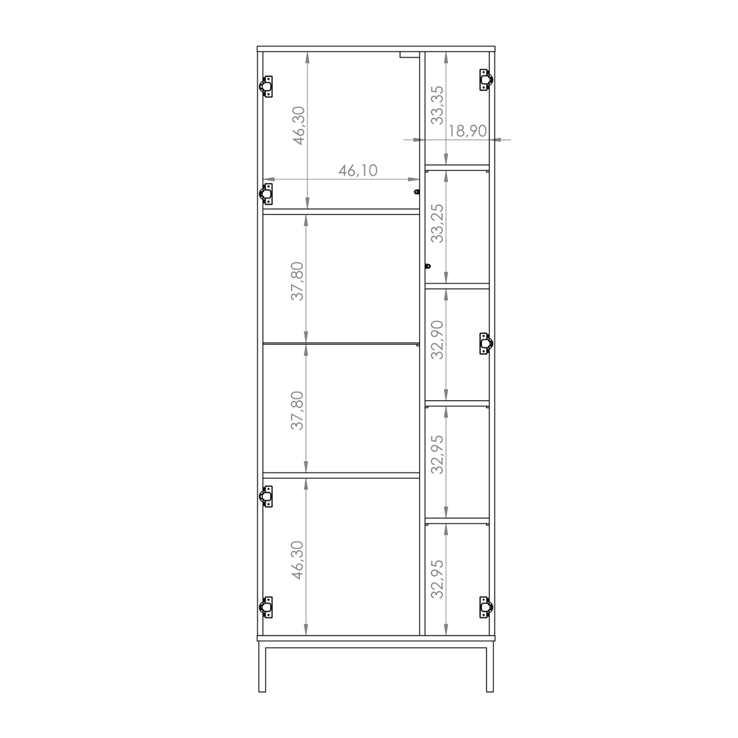 Witryna Amber 190 cm Biała + czarny stelaż