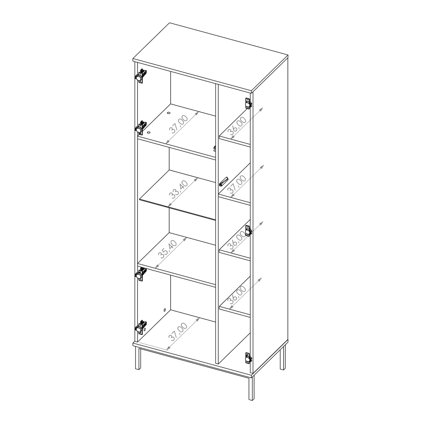 Witryna Amber 190 cm Dąb hikora + czarny stelaż