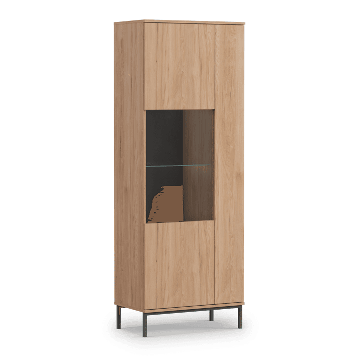 Witryna Amber 190 cm Dąb hikora + czarny stelaż