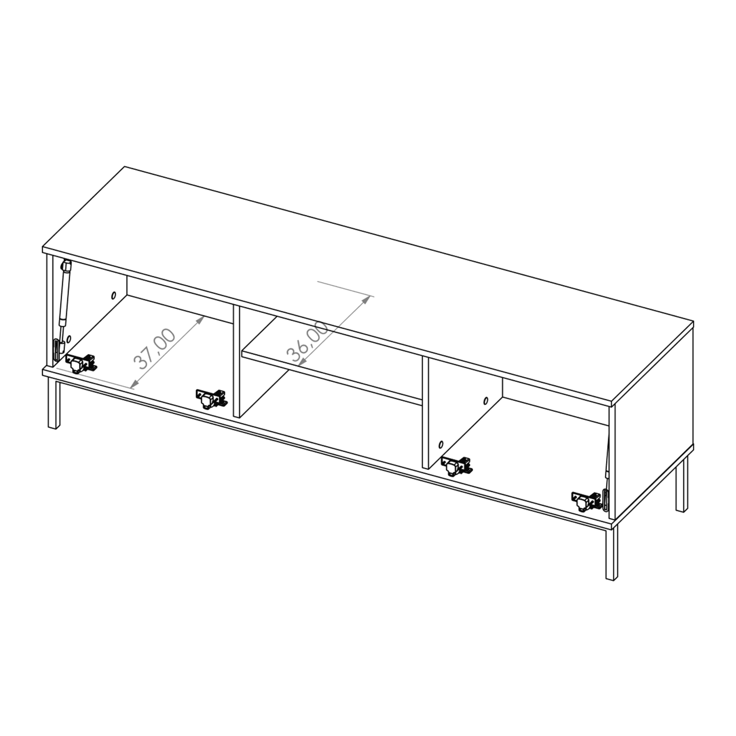 Szafka RTV Amber 150 cm Biała + czarny stelaż