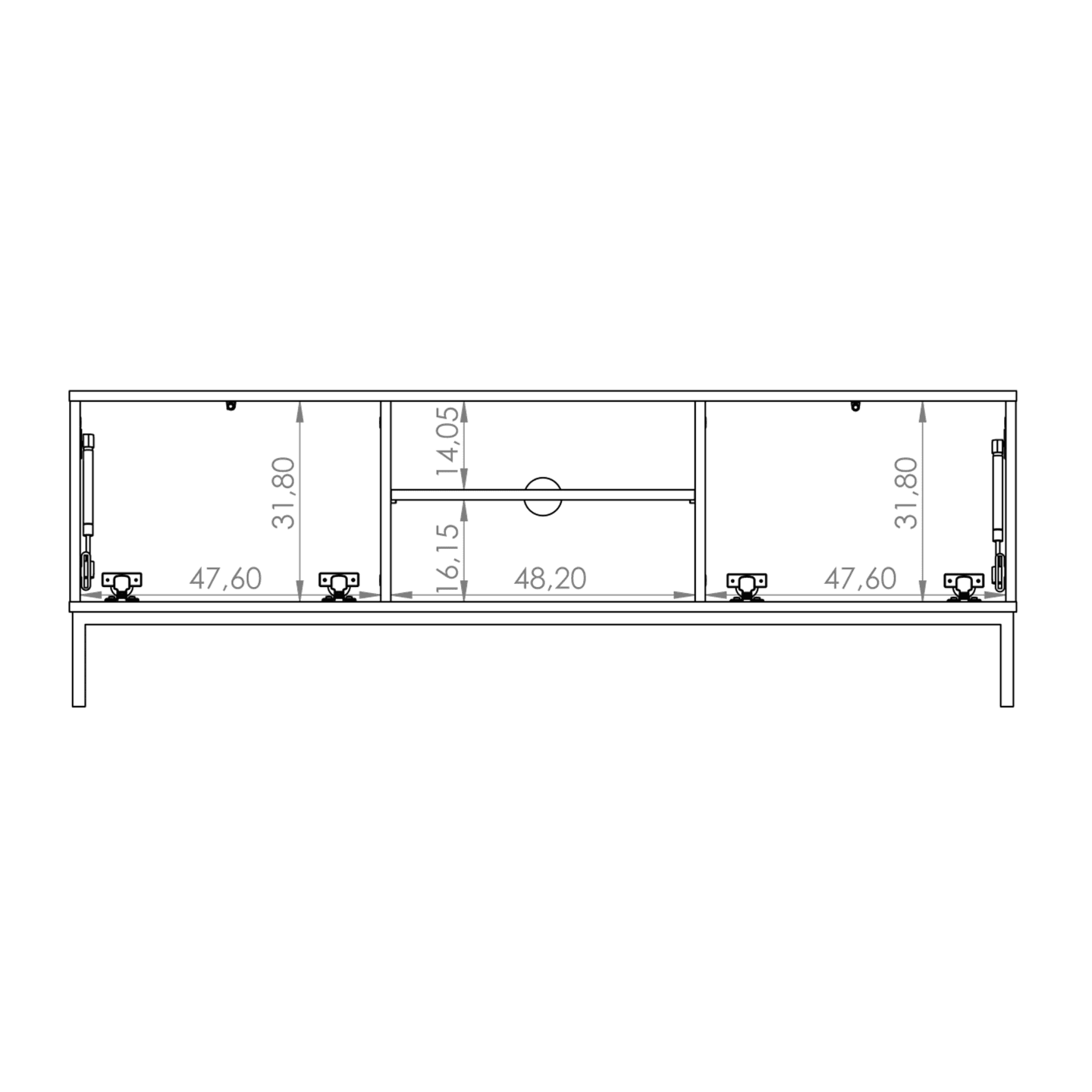 Szafka RTV Amber 150 cm Dąb hikora + czarny stelaż