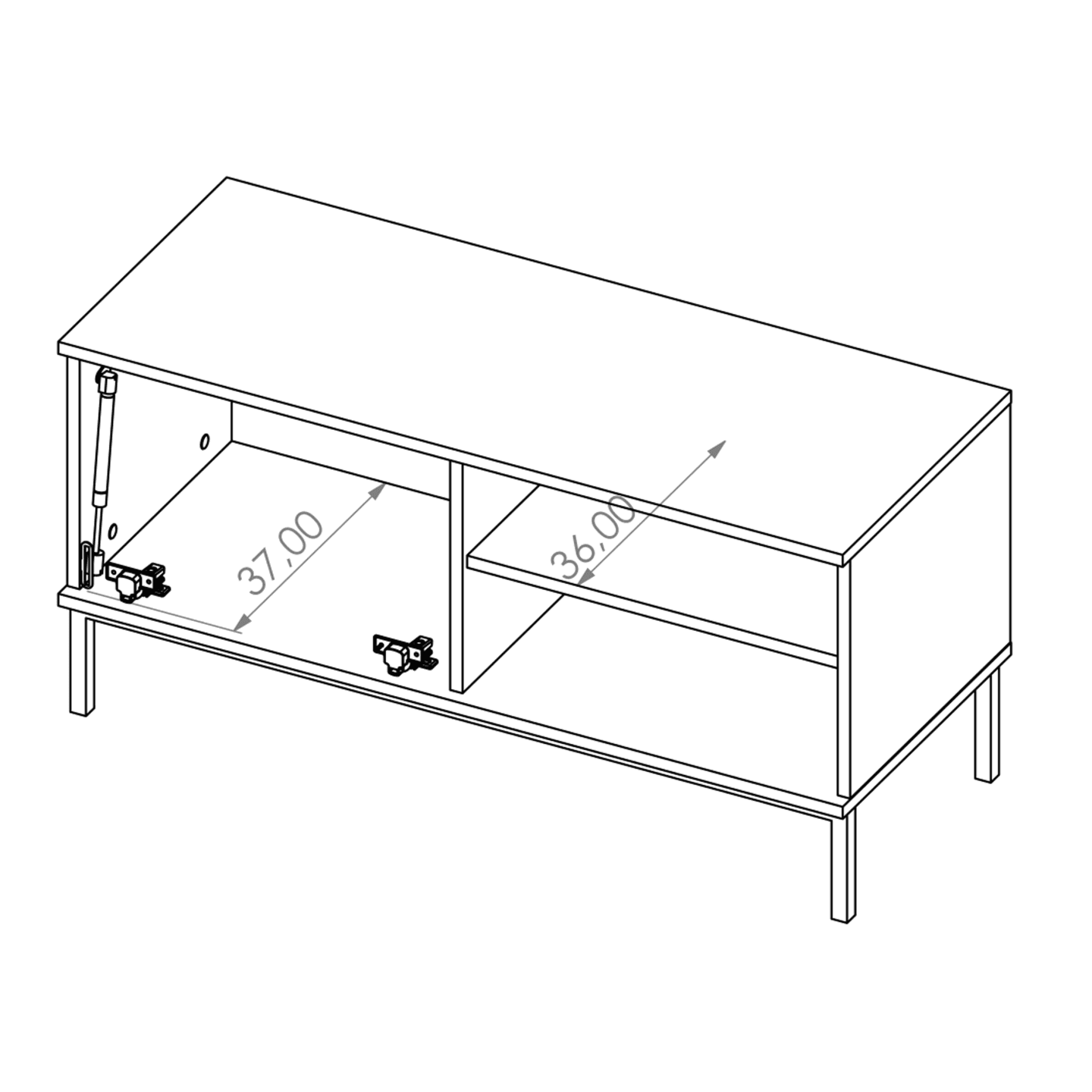 Szafka RTV Amber 101 cm Biała + czarny stelaż