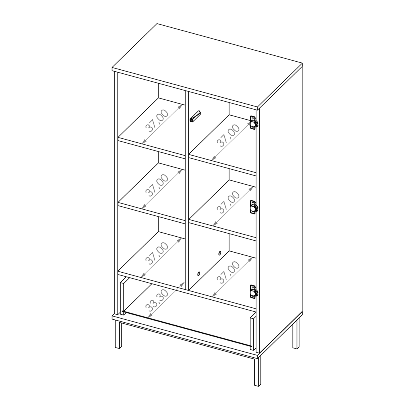 Regał Amber 140 cm Biały + czarny stelaż