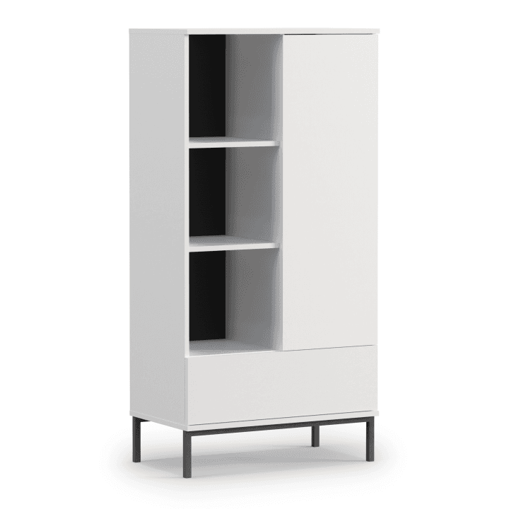 Regał Amber 140 cm Biały + czarny stelaż